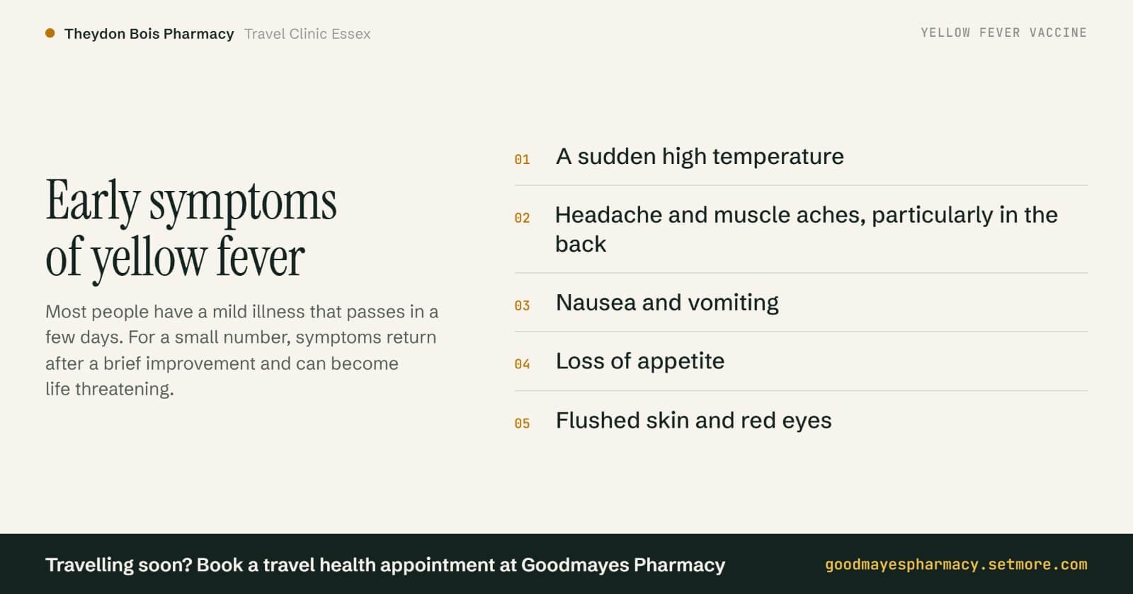 Symptoms of Yellow Fever
